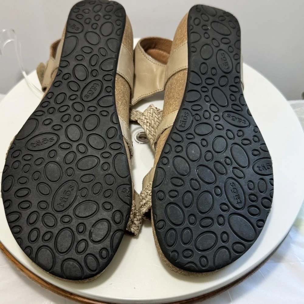 Taos Leather Boho Beach Comfy Tan Strappy Braided Trulie Sandals Women US 9-9.5